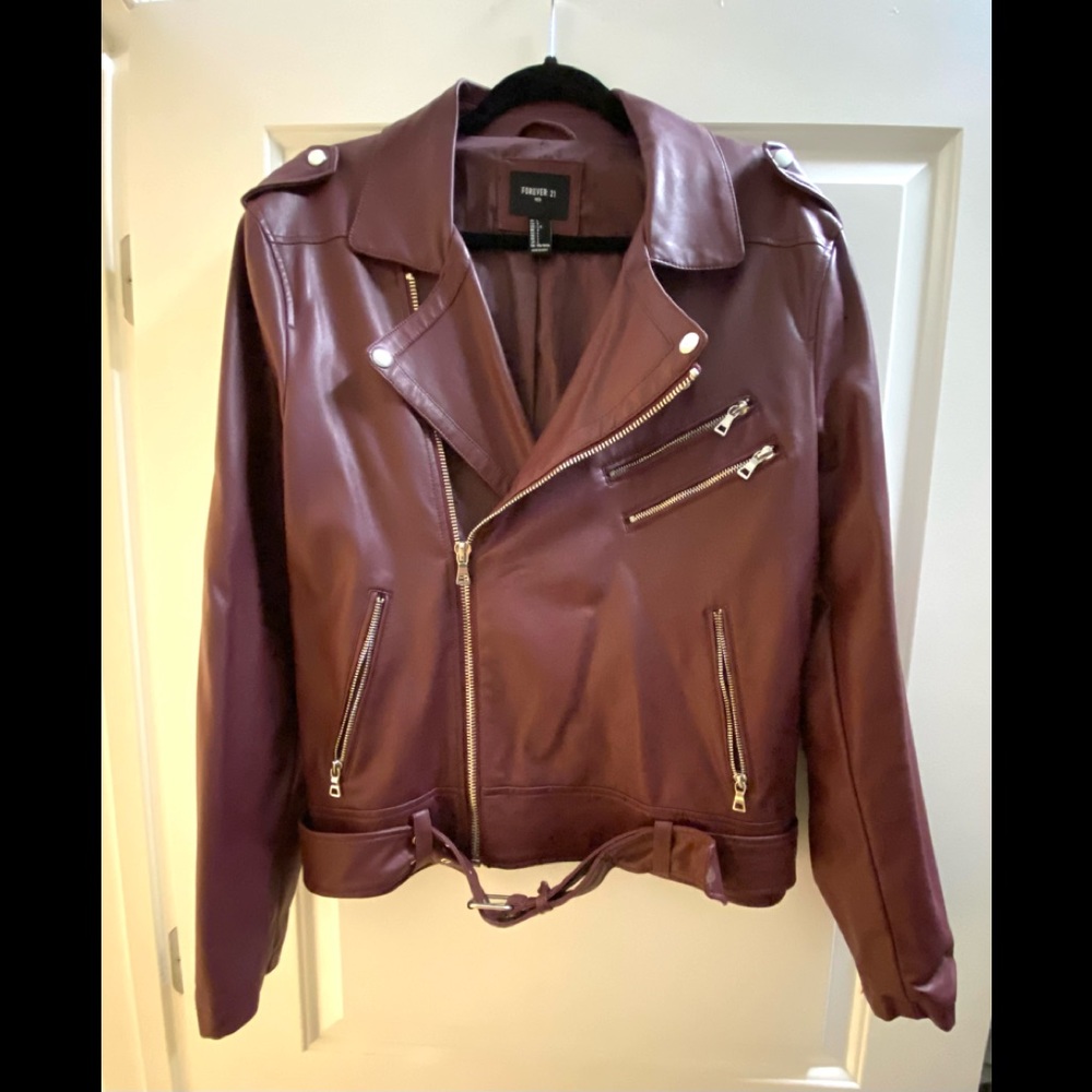 Burgundy Moto Jacket